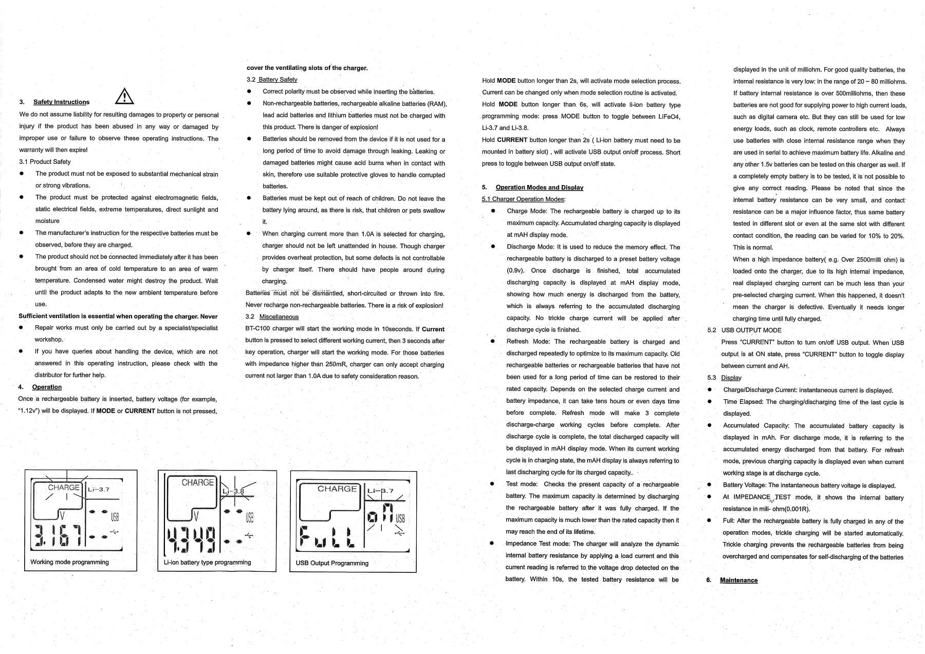 Opus BT-C100 Charger