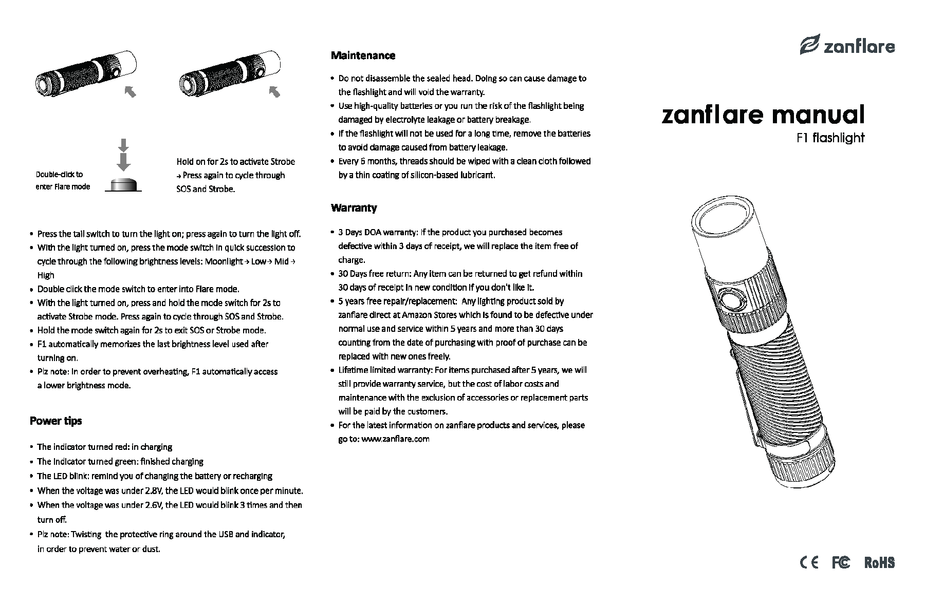 Zanflare F1 manual