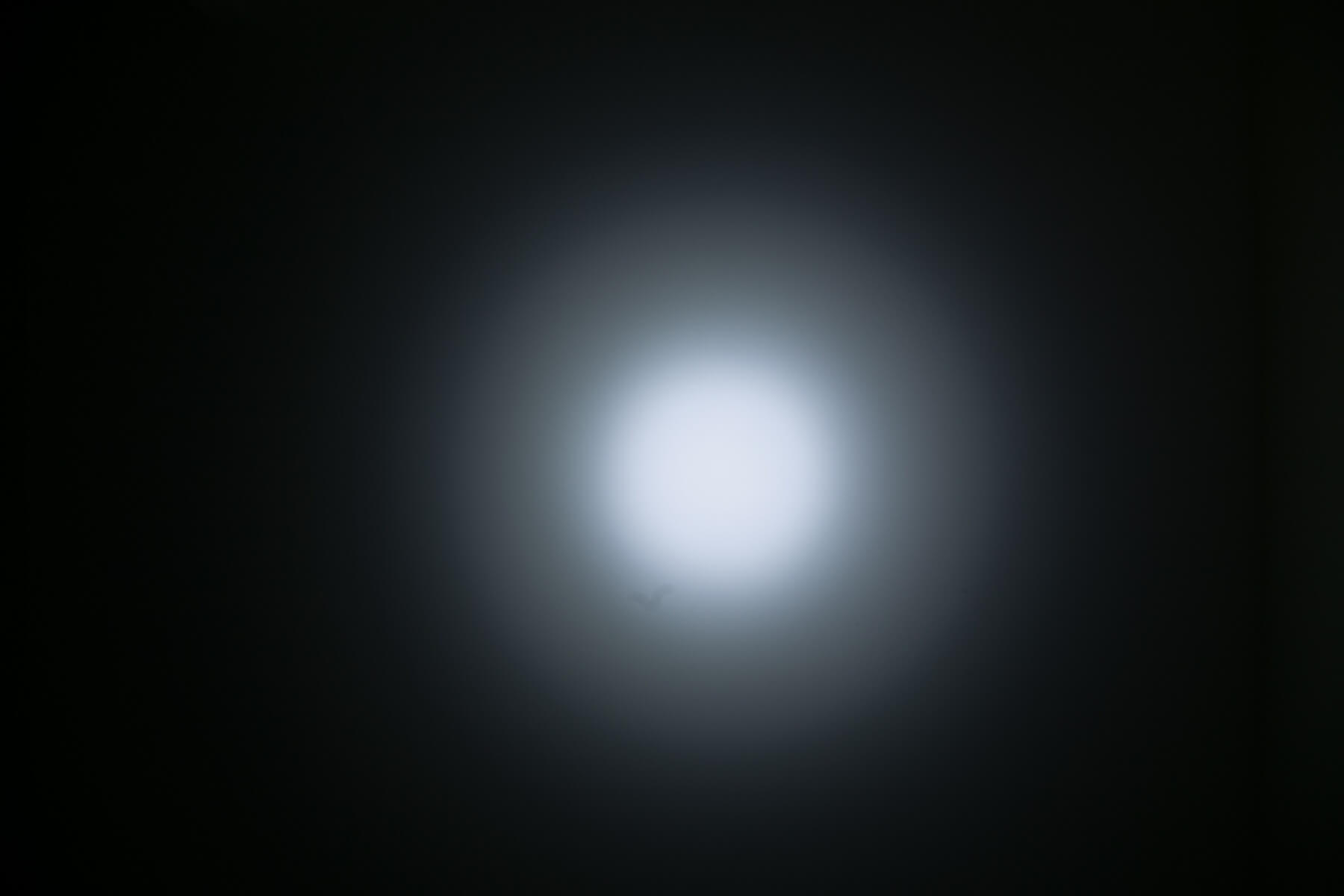 BTU Mini Flashlight beamshots on ceiling
