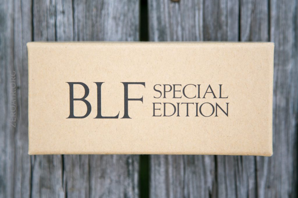 A rectangular cardboard box with the text BLF SPECIAL EDITION printed in large, bold letters on the lid. The box is placed on a weathered wooden surface.
