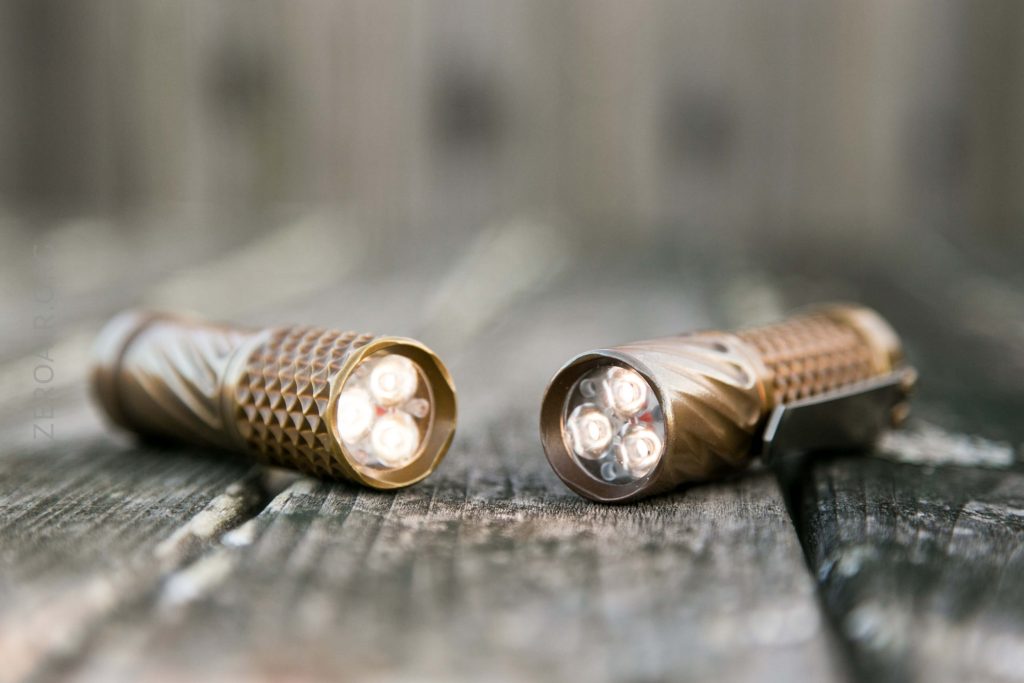 hanko trident total tesseract brass flashlight head showing compatibility with other hanko tridents