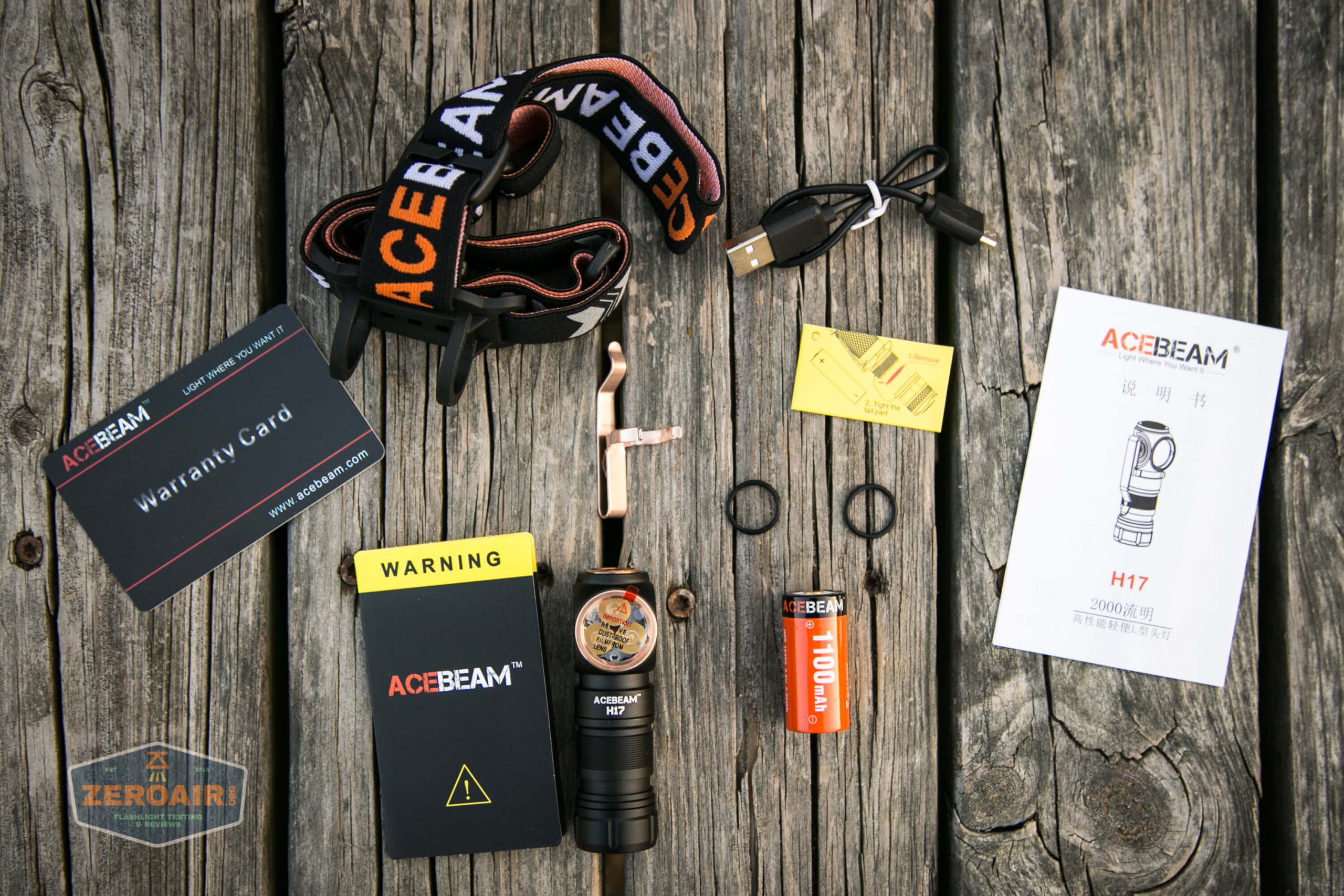 acebeam h17 nichia 18350 what's included