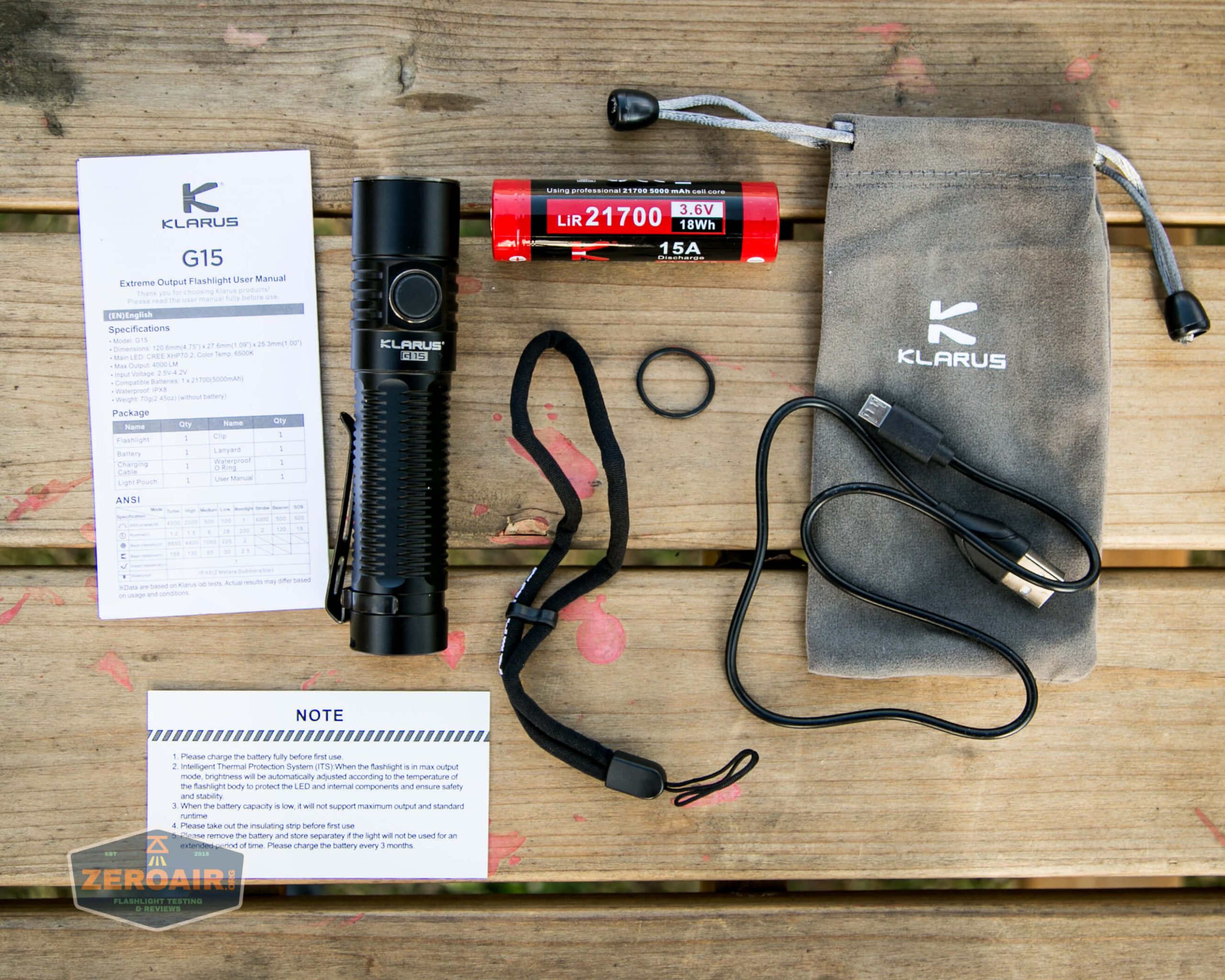klarus g25 21700 cree xhp70.2 flashlight what's included