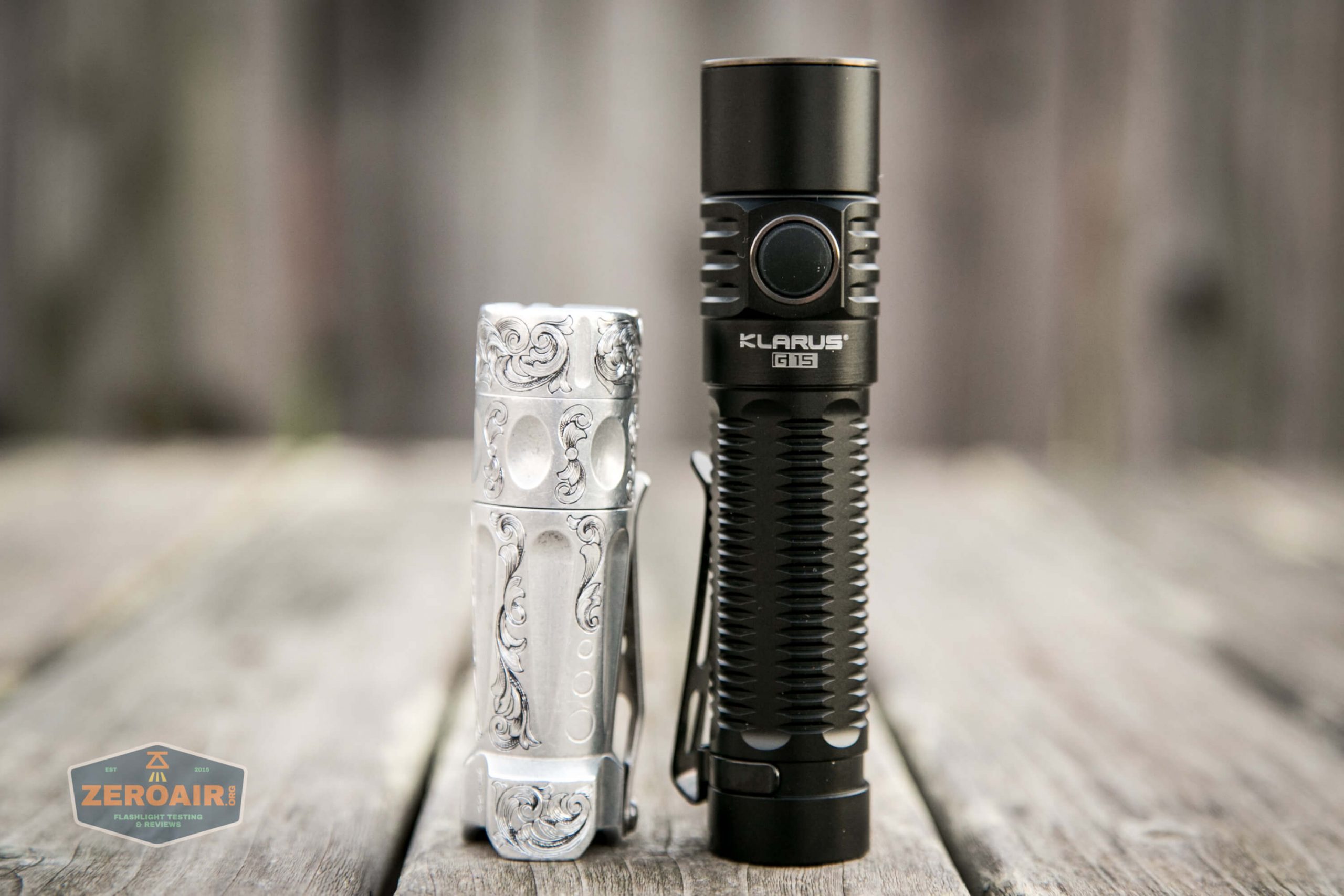 klarus g25 21700 cree xhp70.2 flashlight beside torchlab boss 35