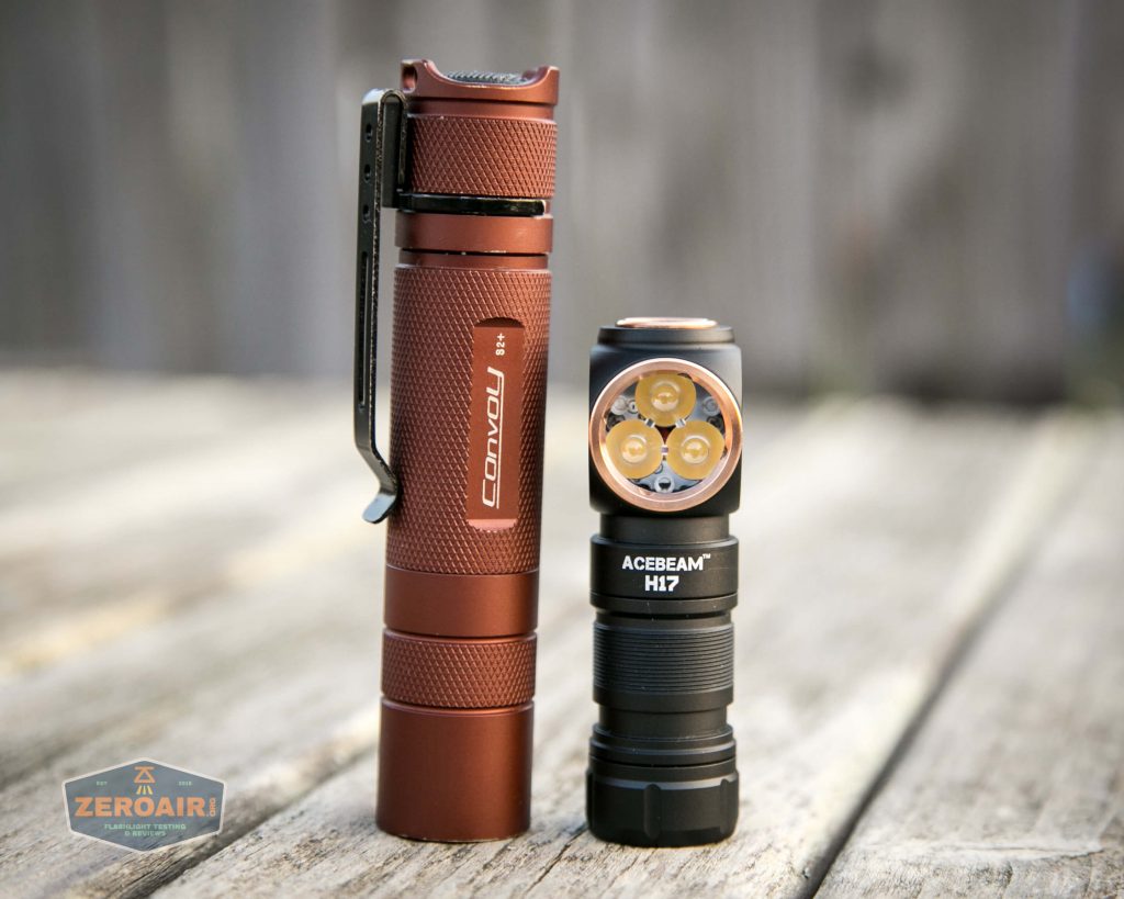 acebeam h17 nichia 18350 beside convoy s2+