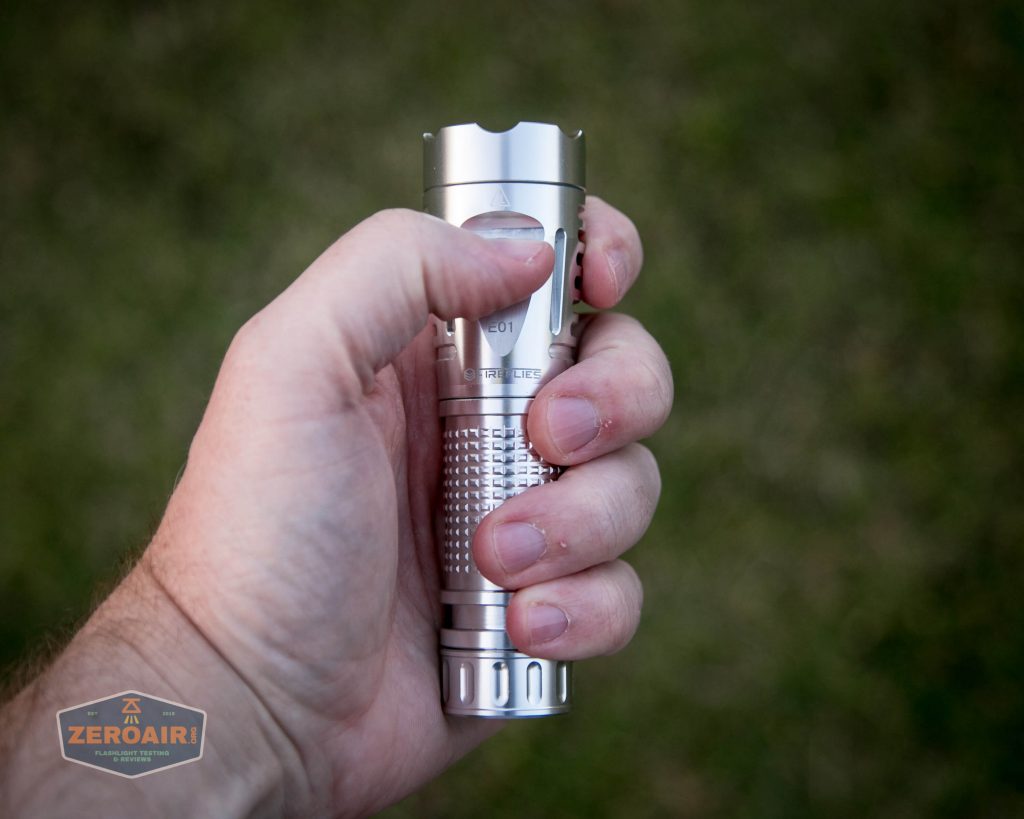fireflylite e01 luminus sst-40 21700 size in hand 2