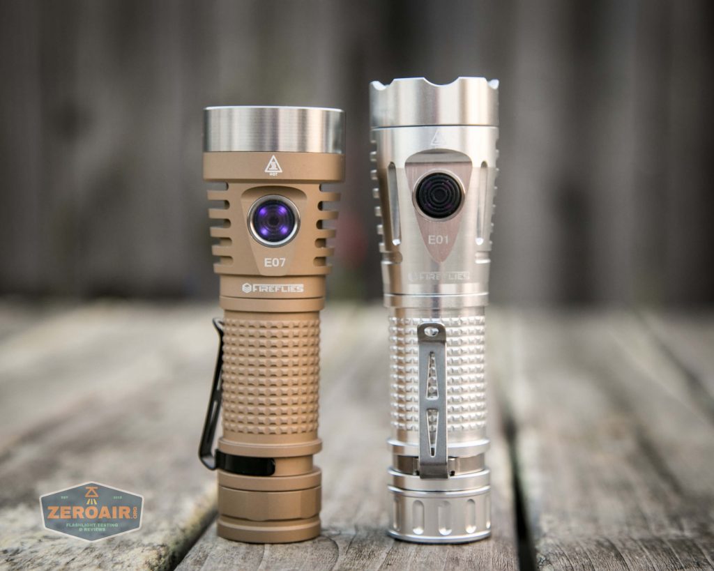 fireflylite e01 luminus sst-40 21700 size beside E07
