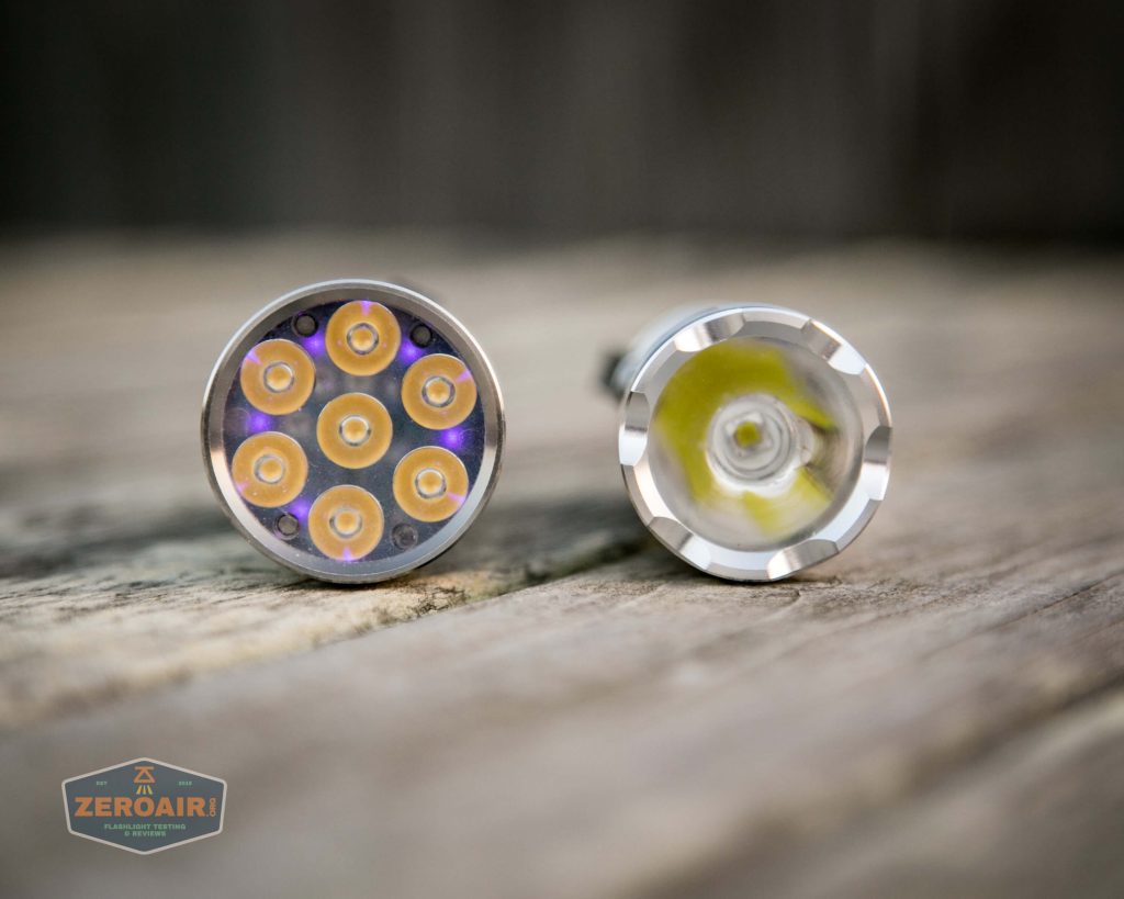 fireflylite e01 luminus sst-40 21700 size beside E07 emitters