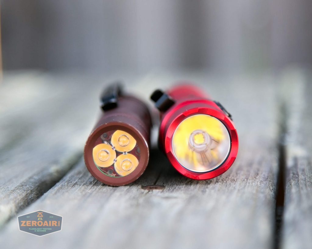 thrunite tt20 the outsider red 21700 flashlight beside convoy s2+