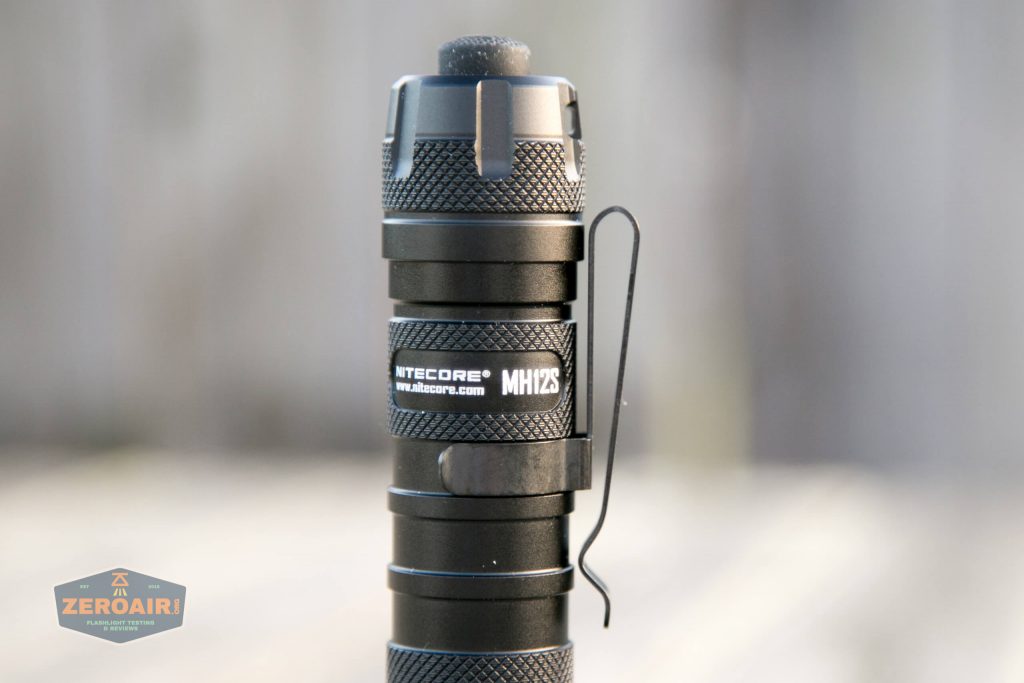 nitecore mh12s tactical flashlight pocket clip tail most position