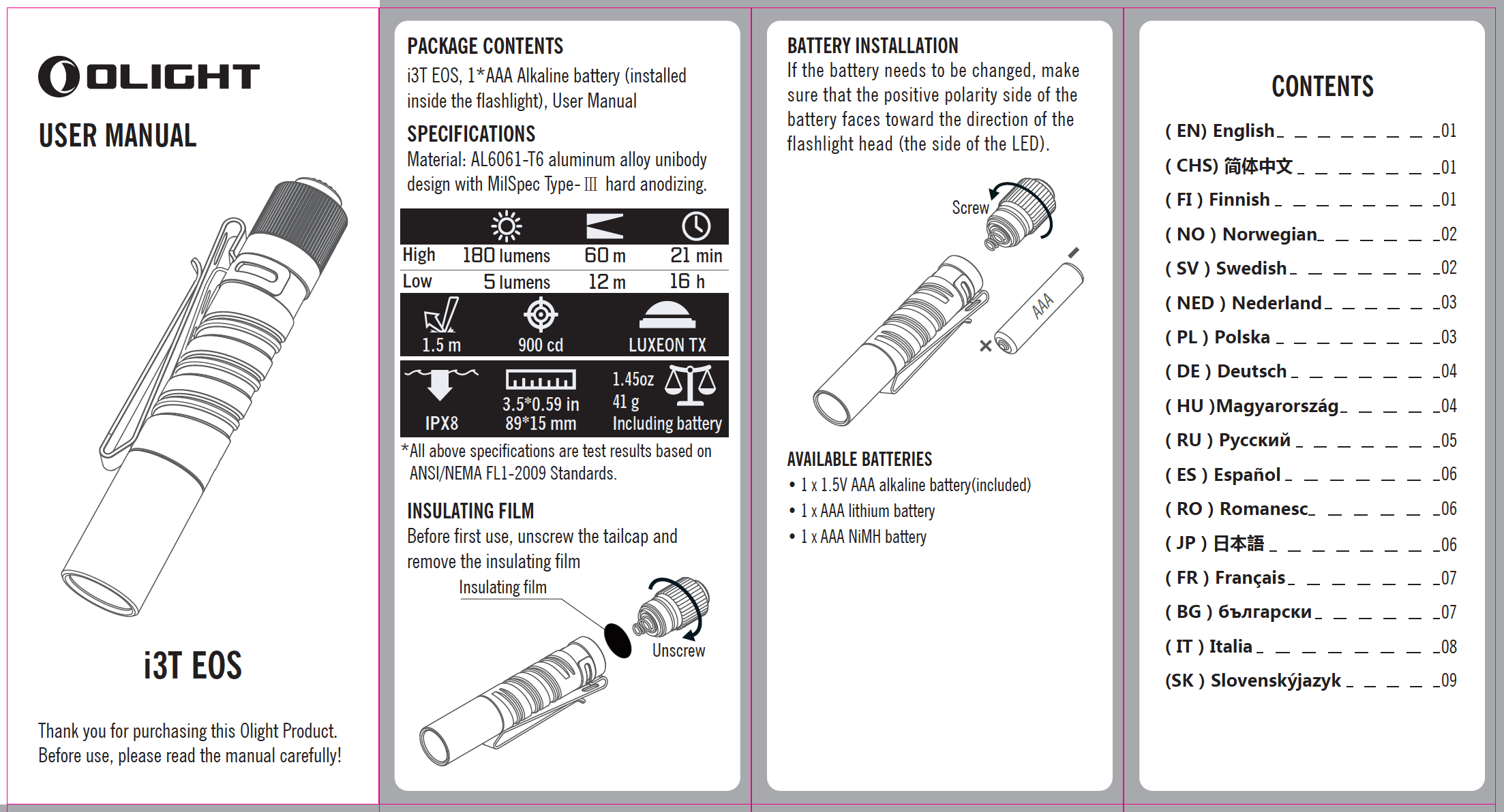 olight i3t eos titanium aaa flashlight manual 1