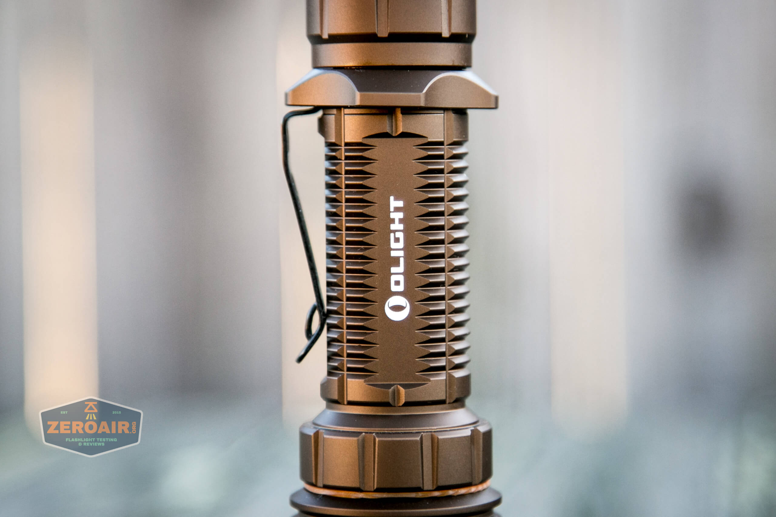 olight warrior x turbo desert tan flashlight side grooves
