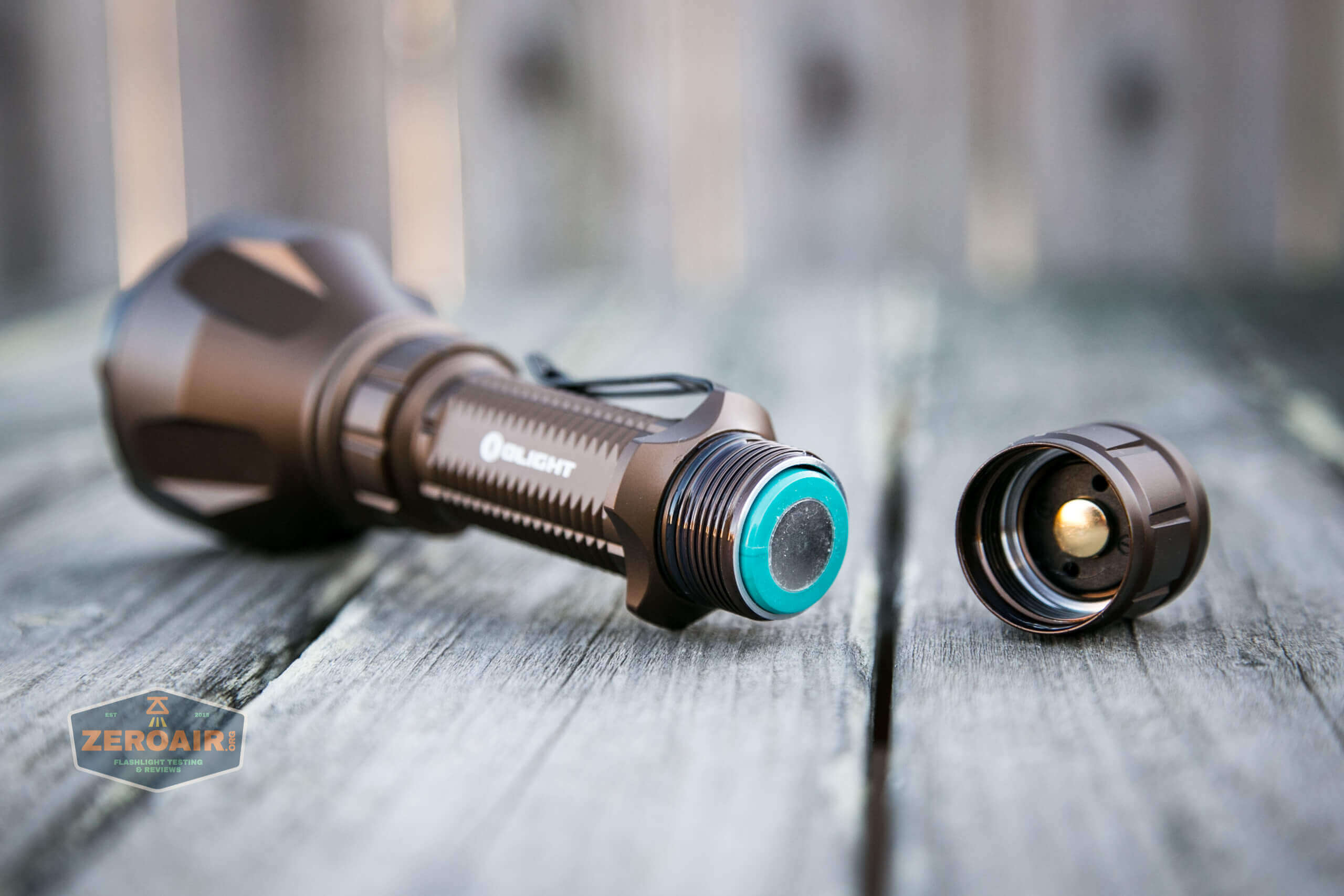 olight warrior x turbo desert tan flashlight 21700 cell install orientation