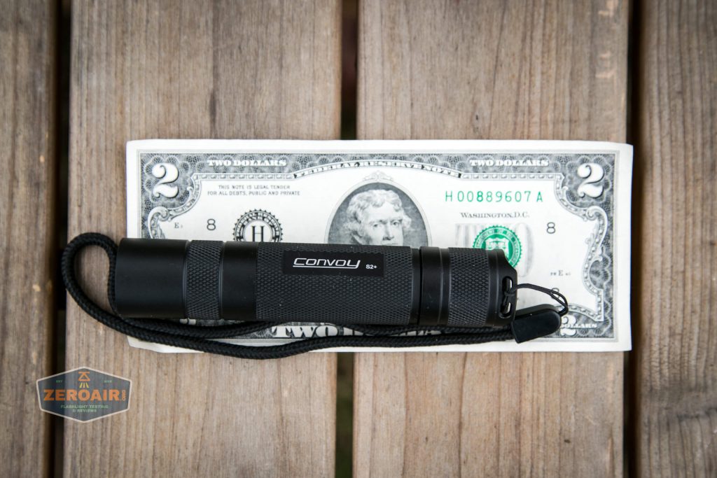 convoy s2+ uv flashlight on two dollar bill