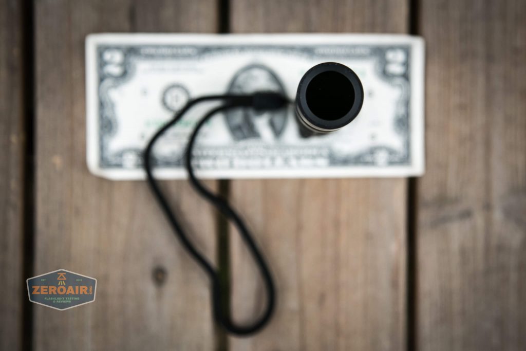 convoy s2+ uv flashlight on two dollar bill