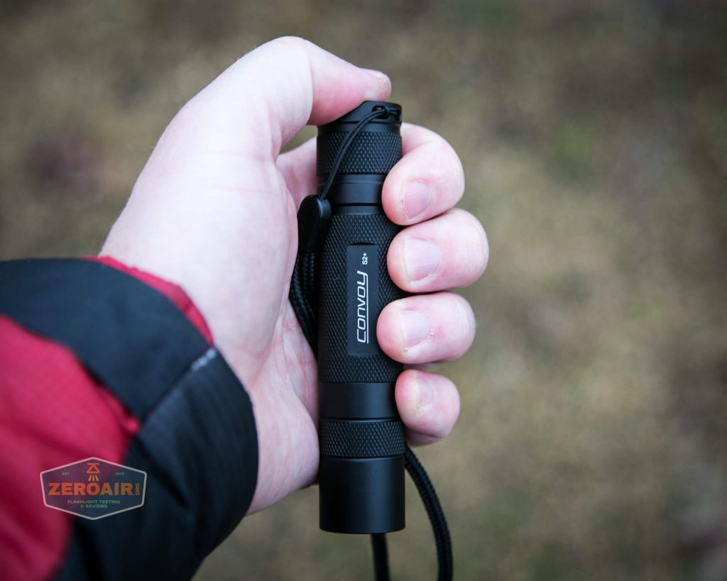 convoy s2+ uv flashlight in hand