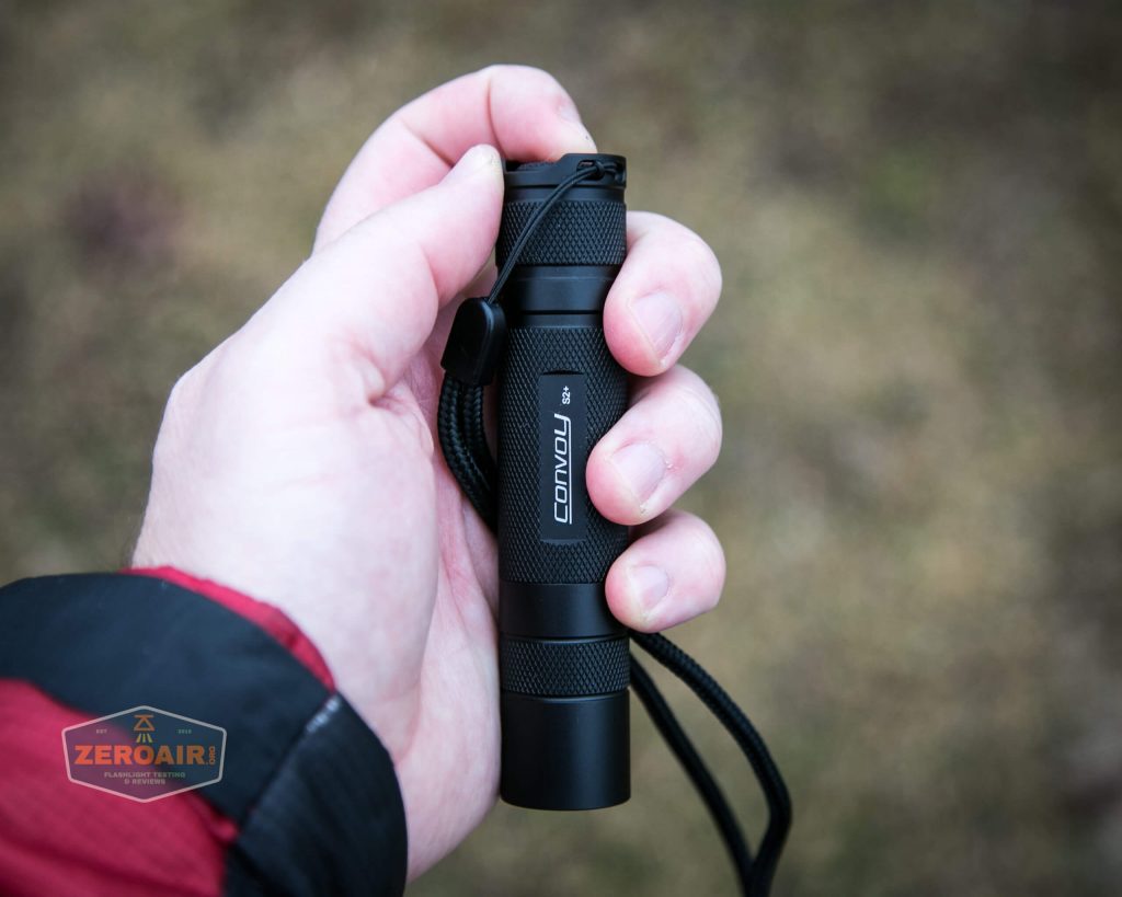 convoy s2+ uv flashlight in hand