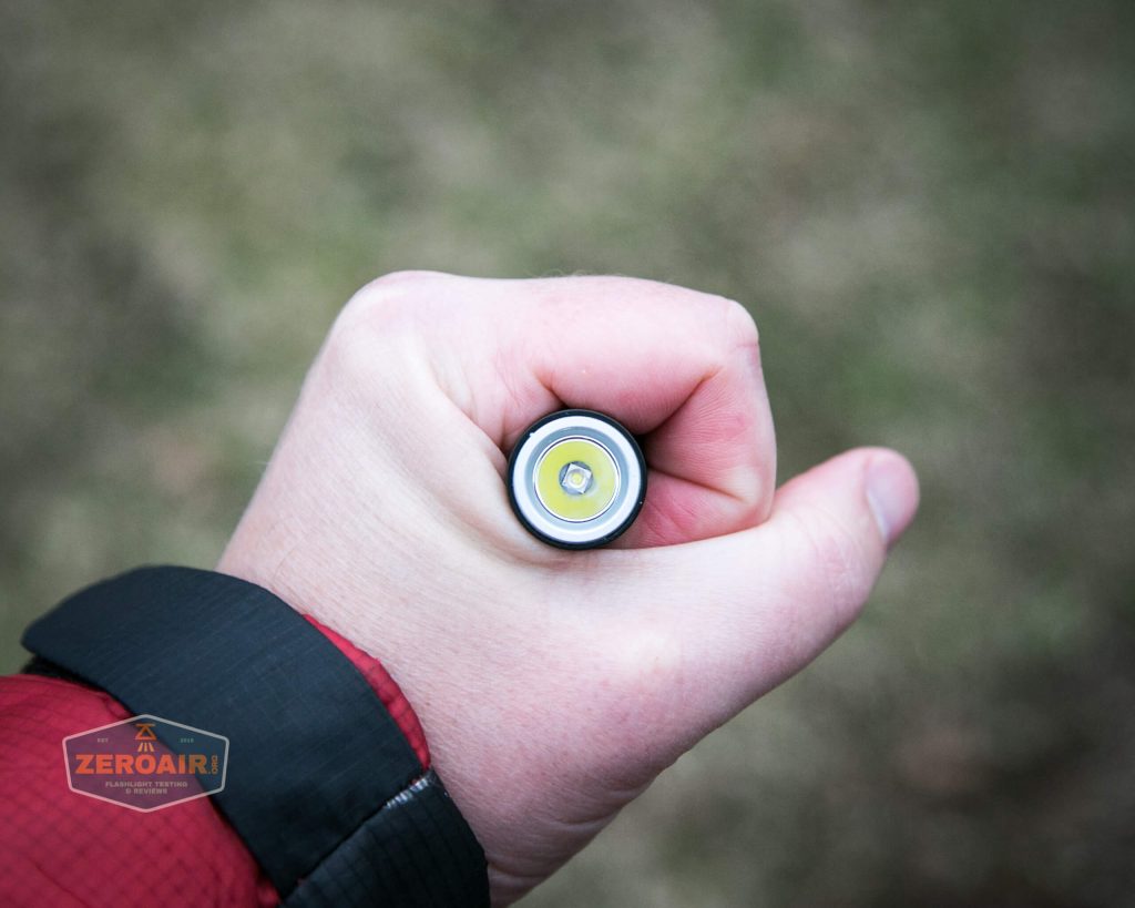 cyansky m2 keychain flashlight in hand