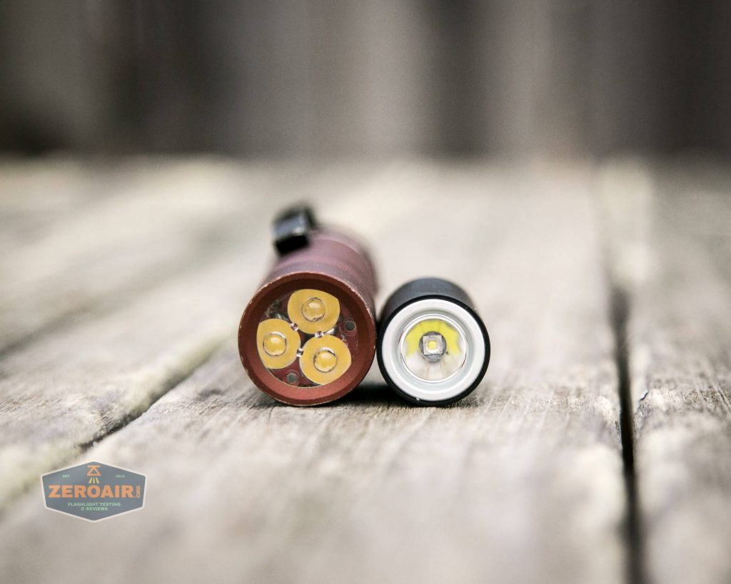 cyansky m2 keychain flashlight beside convoy s2+