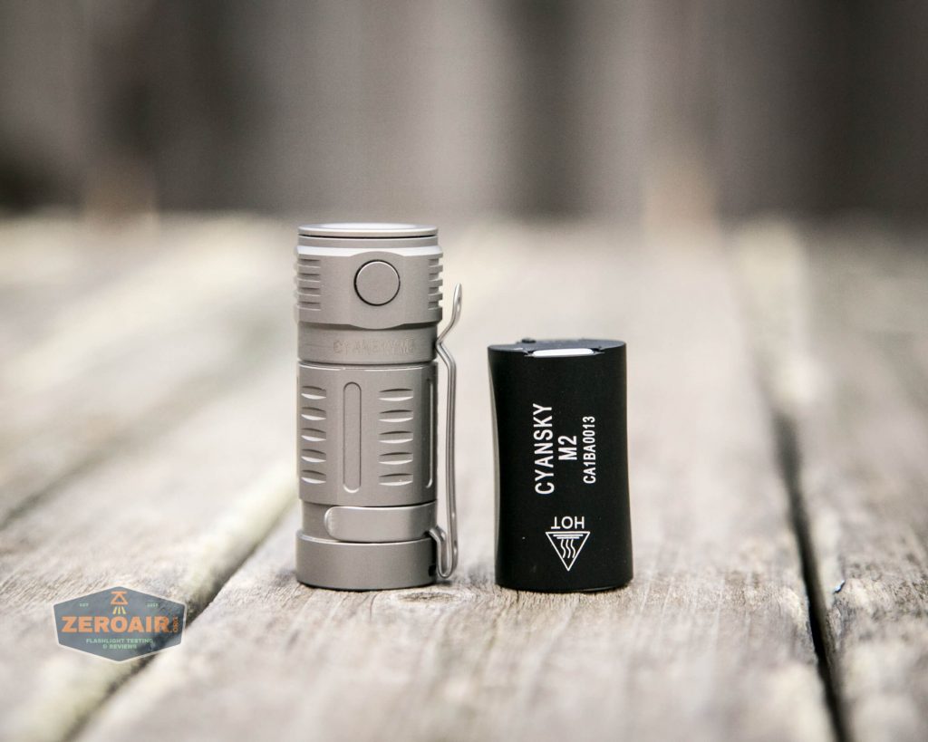 cyansky m2 keychain flashlight beside cyansky m3