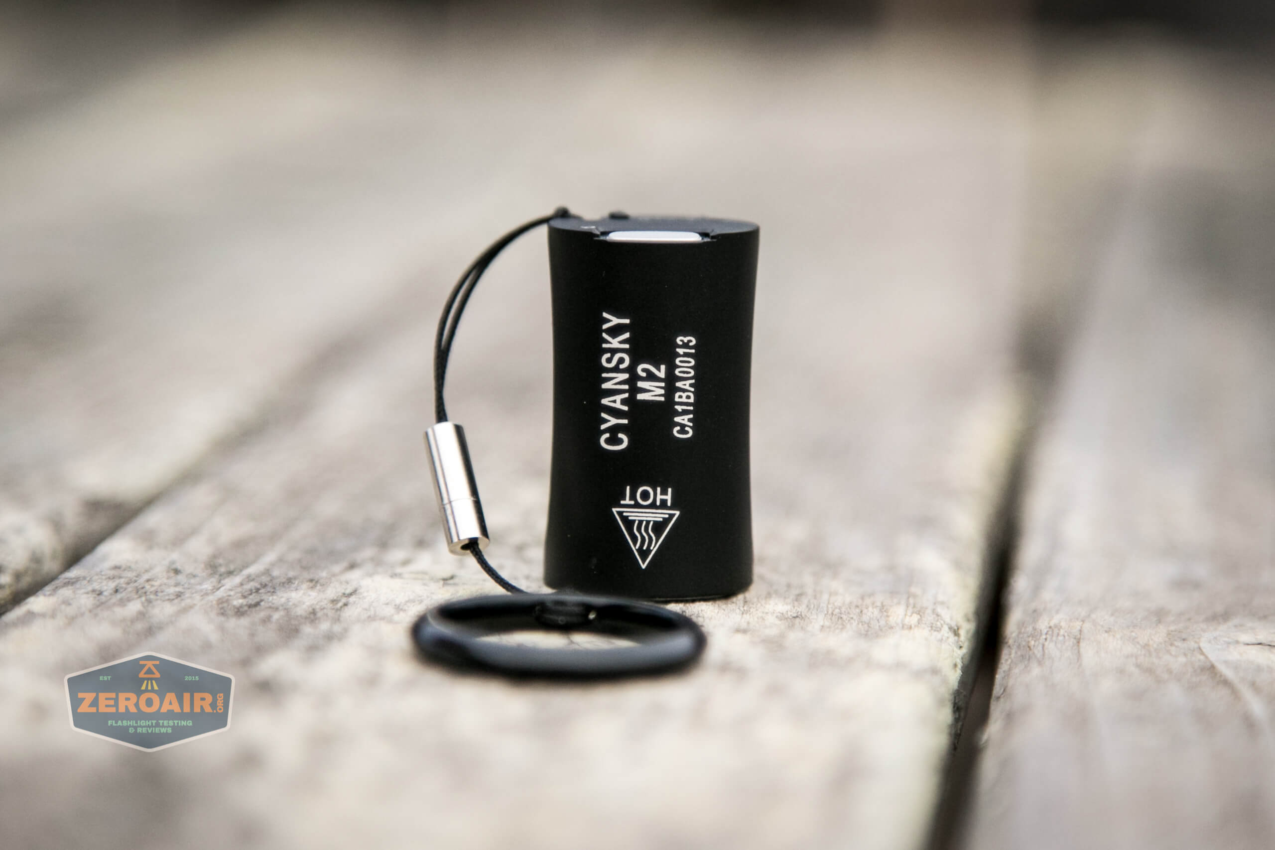 cyansky m2 keychain flashlight lanyard and ring installed