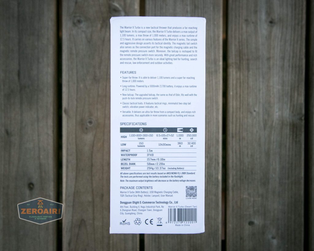 olight warrior x turbo desert tan flashlight box