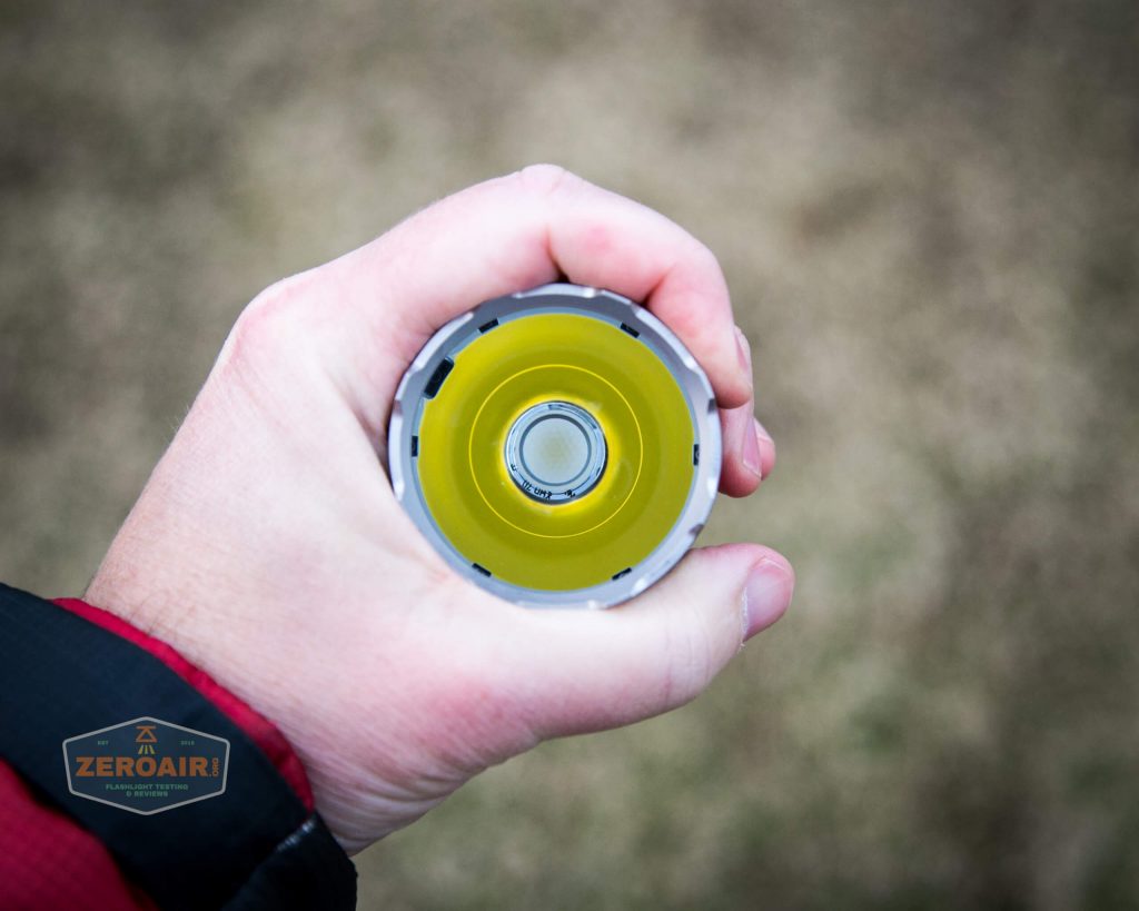 Acebeam L35 brightest tactical flashlight in hand