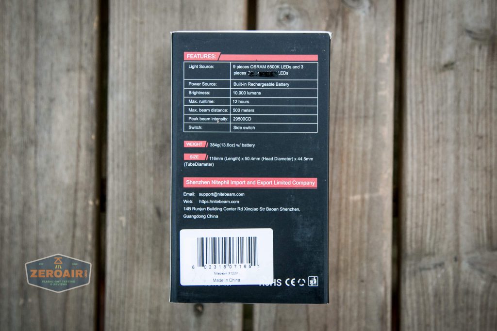 nitebeam x12uv flashlight box