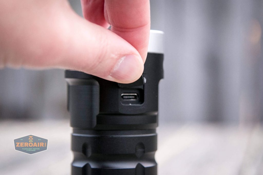 nitebeam x12uv flashlight charge port open