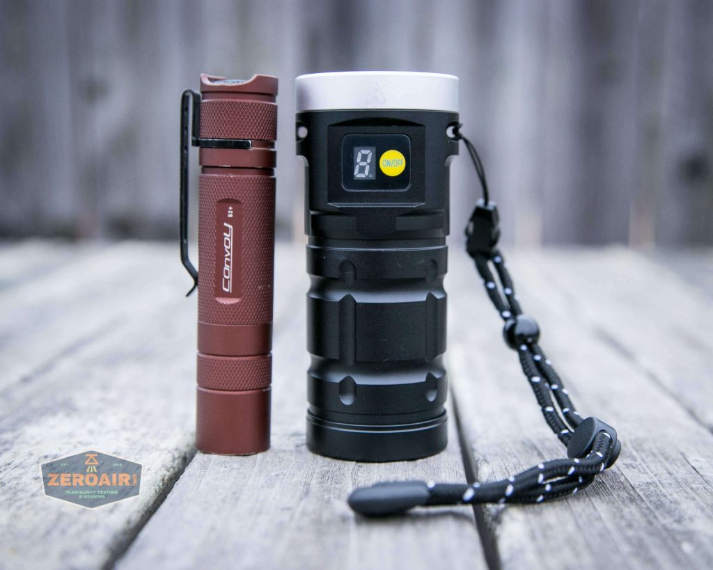 nitebeam x12uv flashlight beside convoy s2+