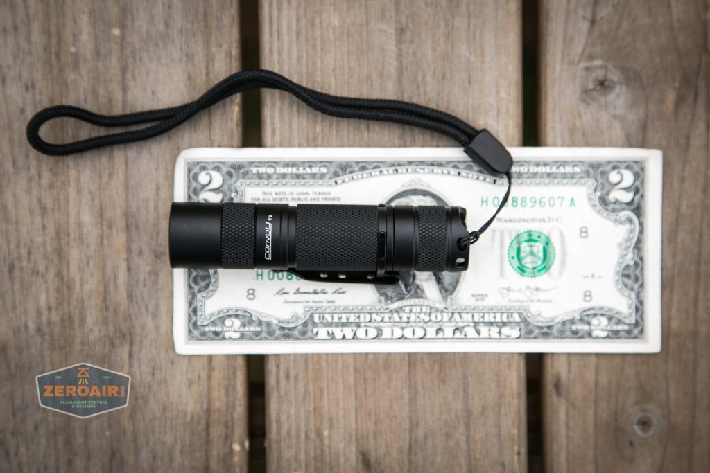 convoy t2 updated 14500/AA flashlight on two dollar bill