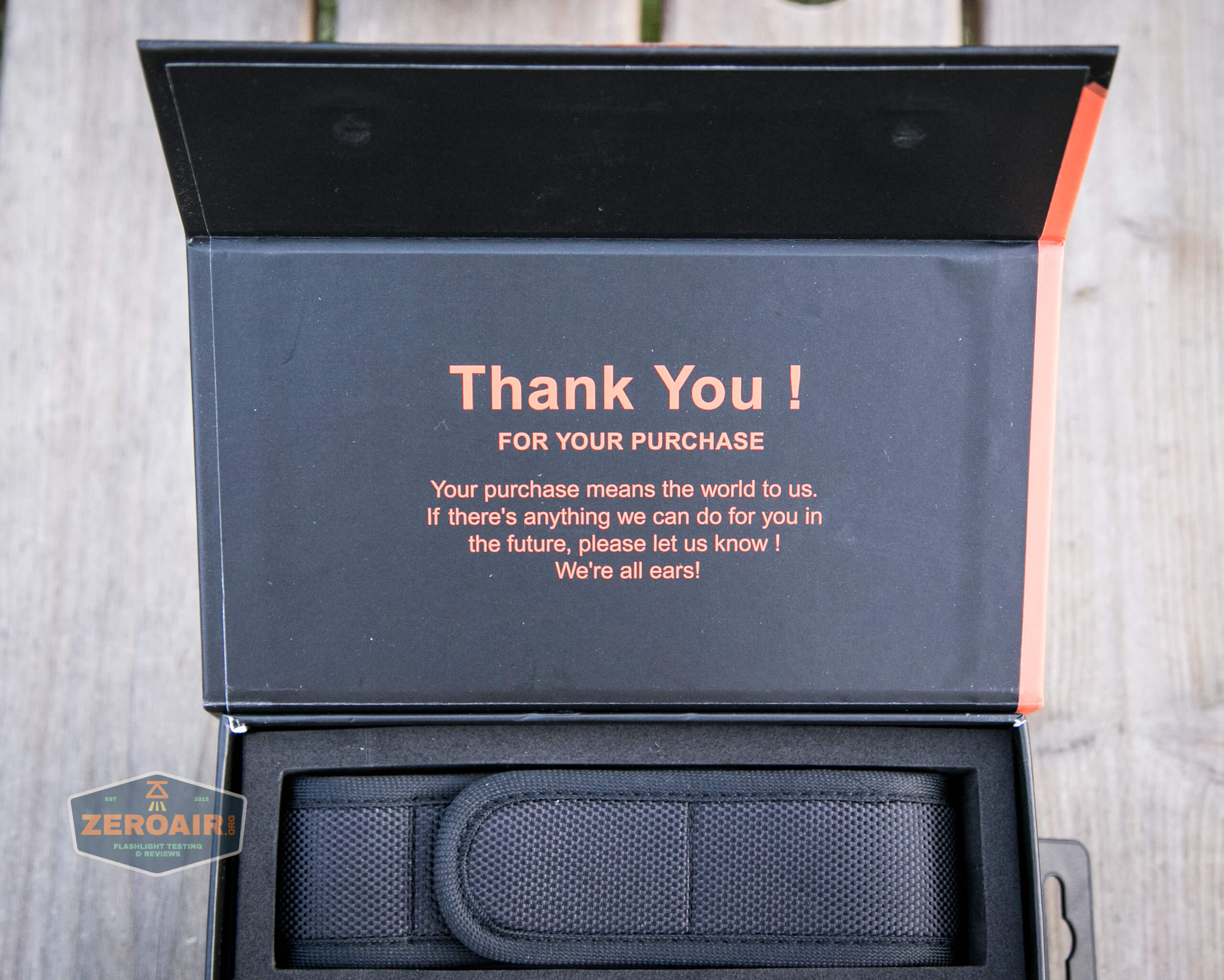 Acebeam T36 4000K tactical flashlight inside box