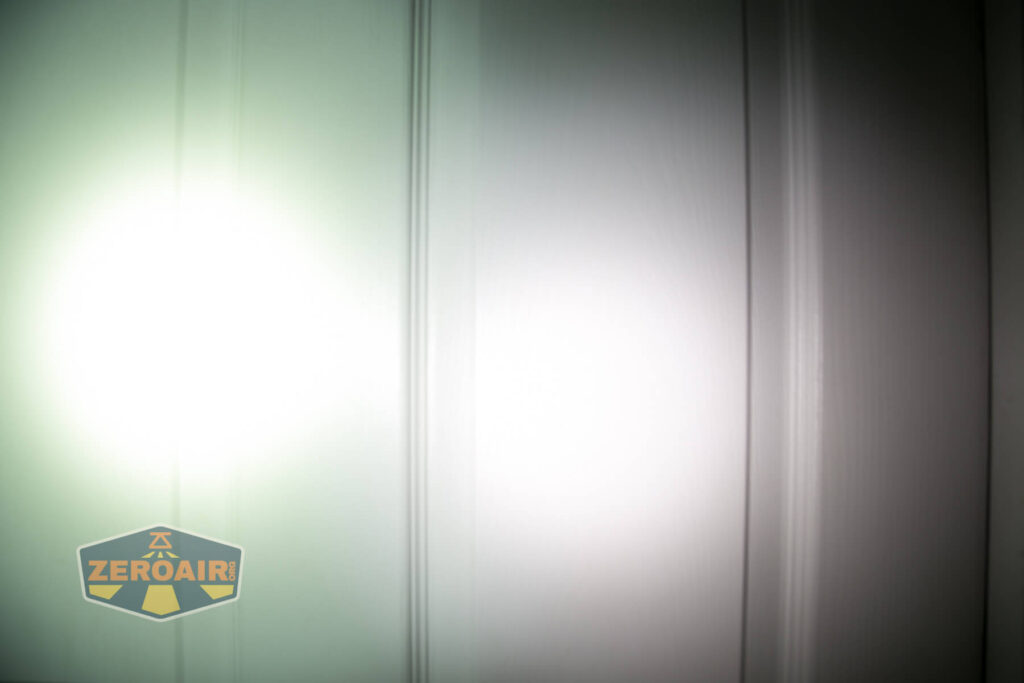 beam photo against door, compared to nichia 219b