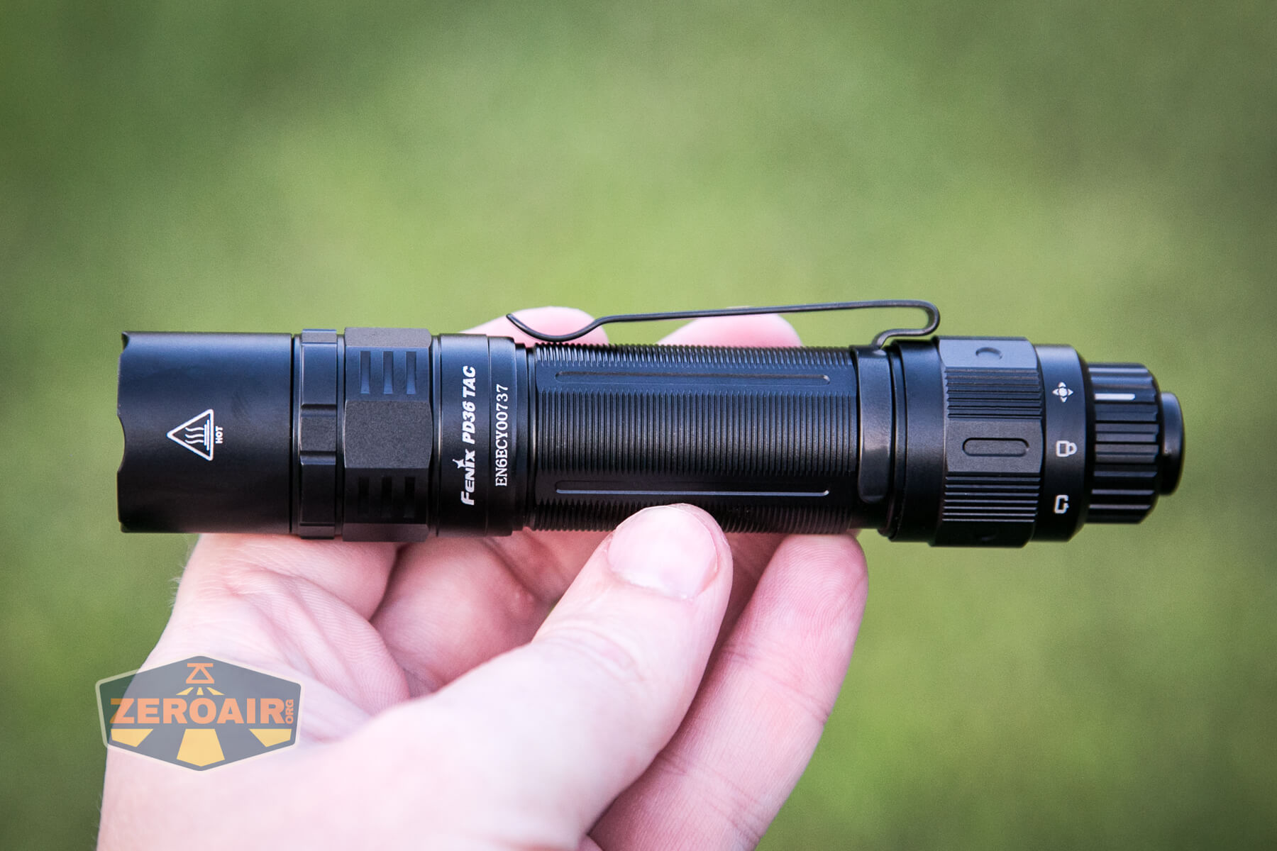 Fenix PD36 TAC flashlight in-hand