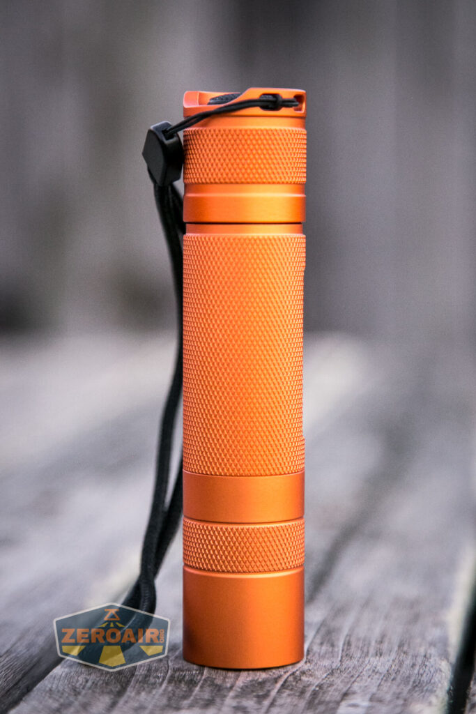 Convoy S21A 21700 Flashlight headstanding showing all sides