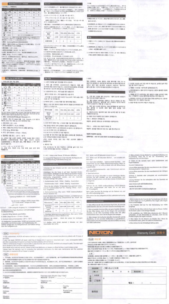 Nicron H15 Headlamp manual