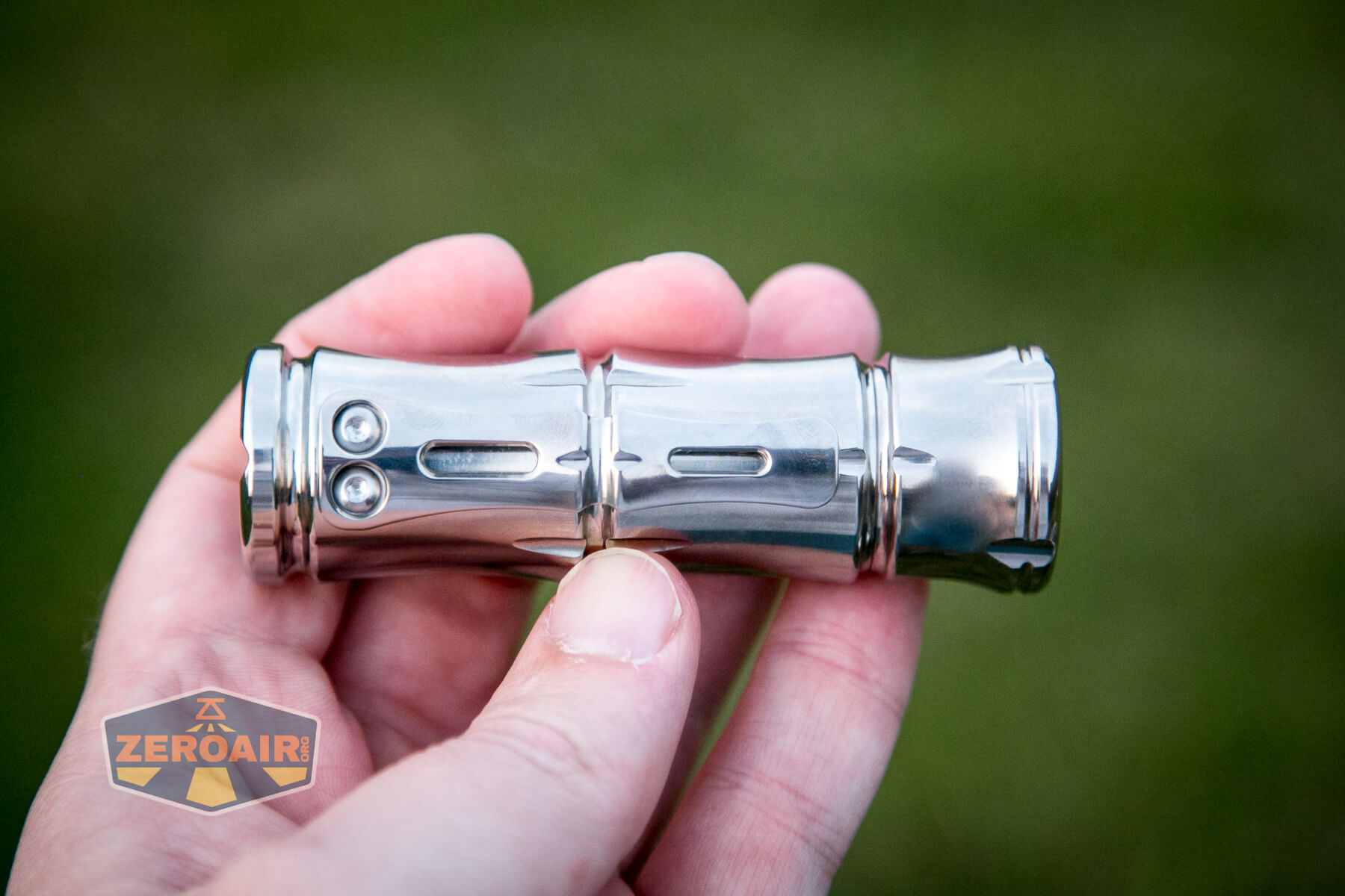 WWLZ Bamboo Small 18350 flashlight in hand