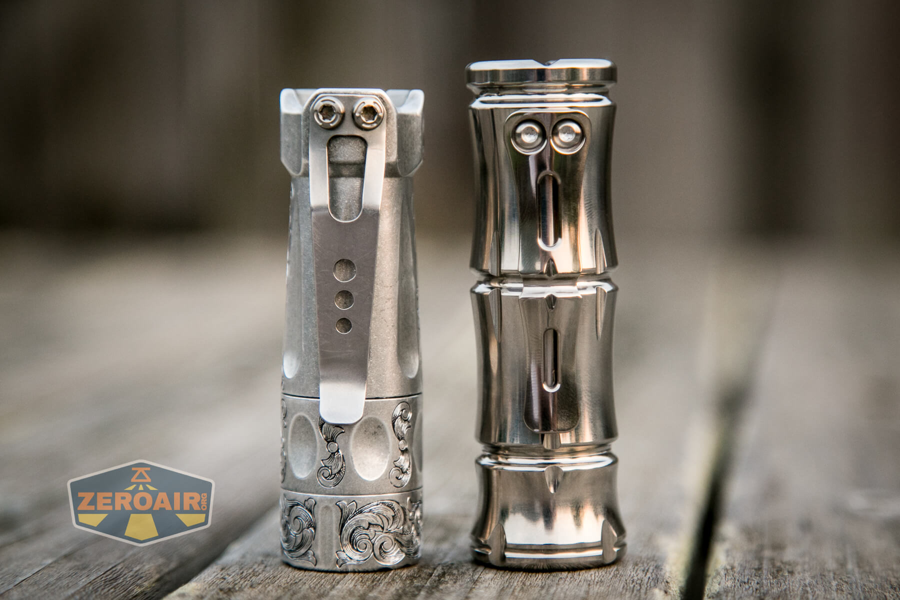 WWLZ Bamboo Small 18350 flashlight beside torchlab boss 35