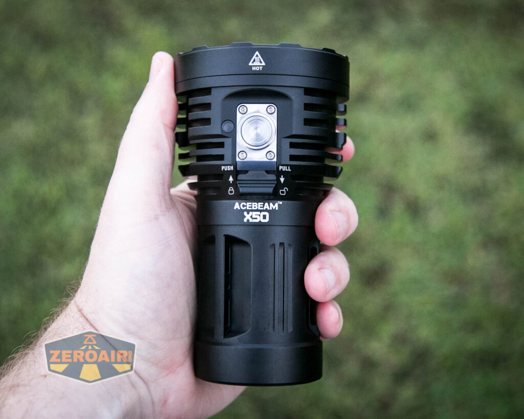 Acebeam X50 Searchlight in hand