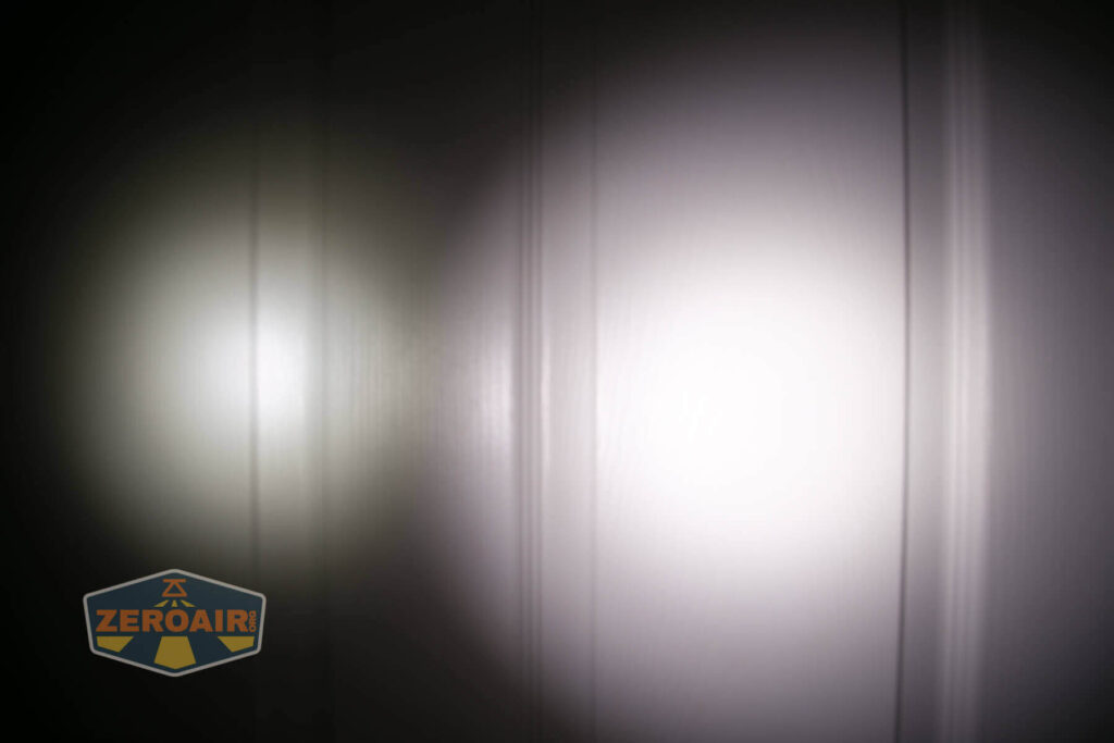 beamshots on door, compared to nichia 219b