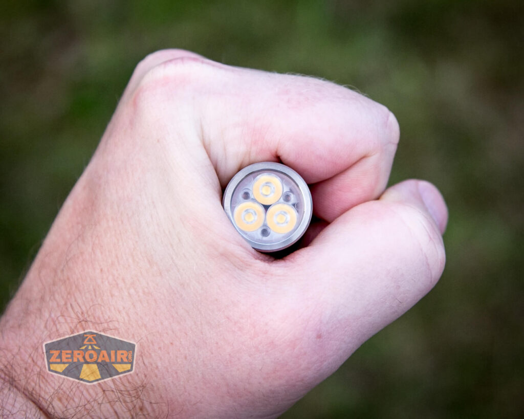 Lumintop FWAA TiCU 14500 flashlight in hand