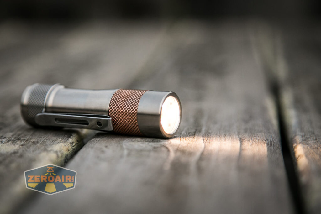 Lumintop FWAA TiCU 14500 flashlight emitters on