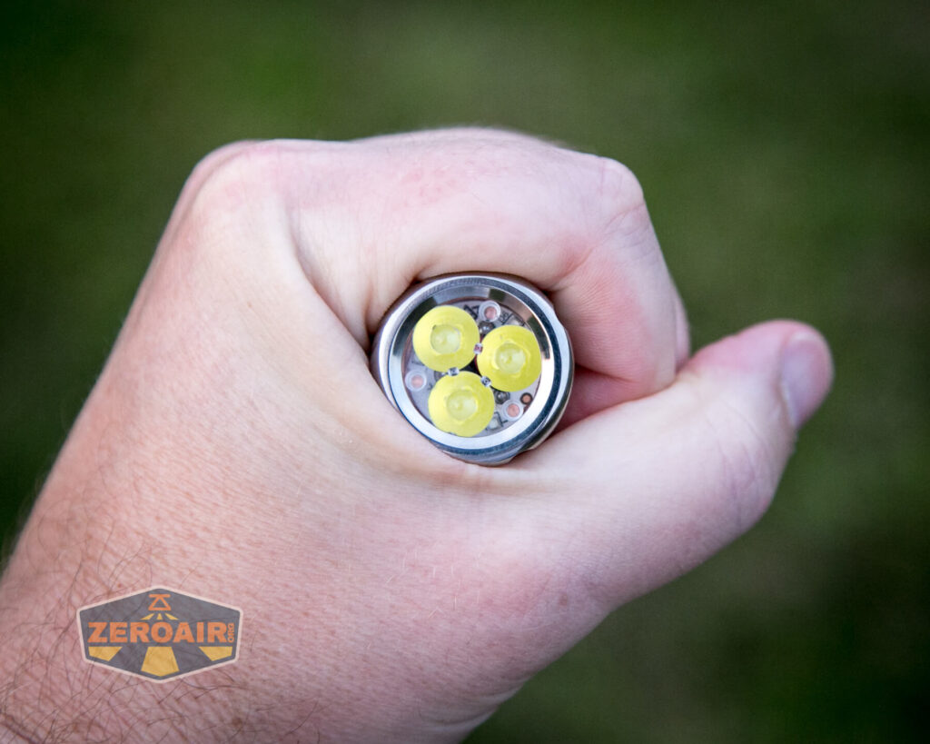 WWLZ Bamboo Small 18350 flashlight in hand