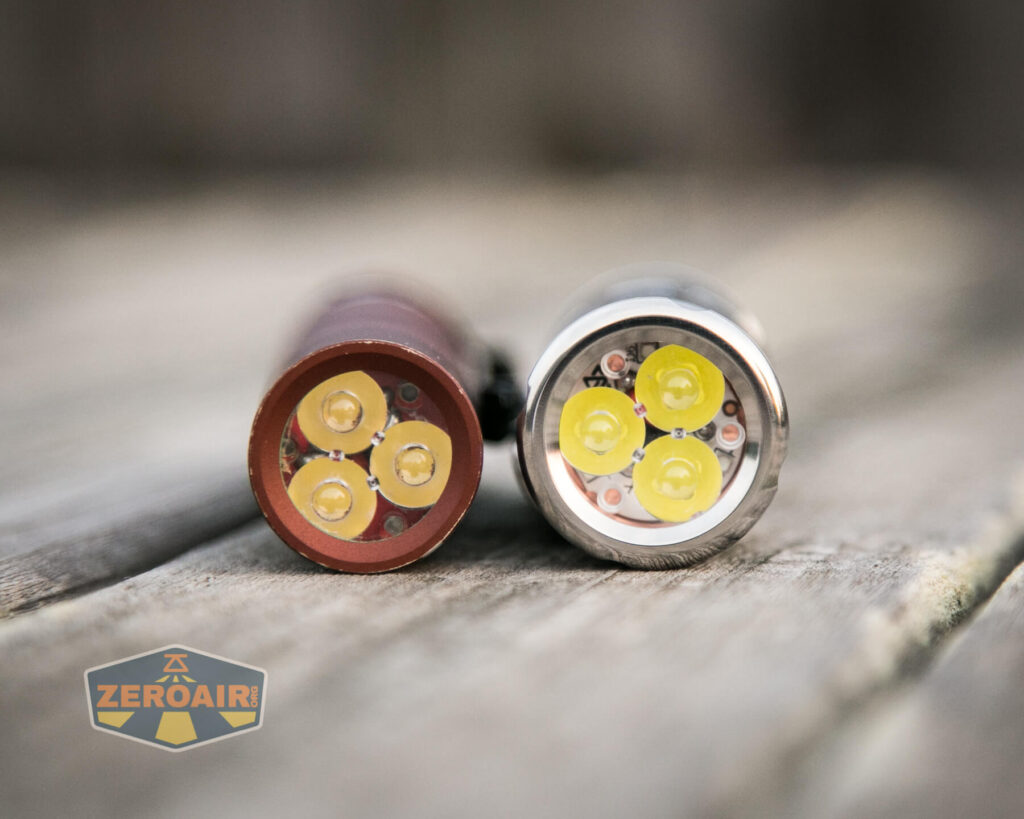 WWLZ Bamboo Small 18350 flashlight beside convoy s2+