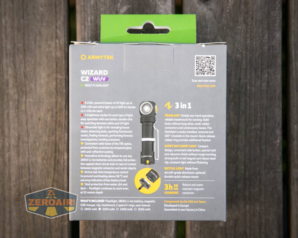 Armytek Wizard C2 WUV Headlamp box