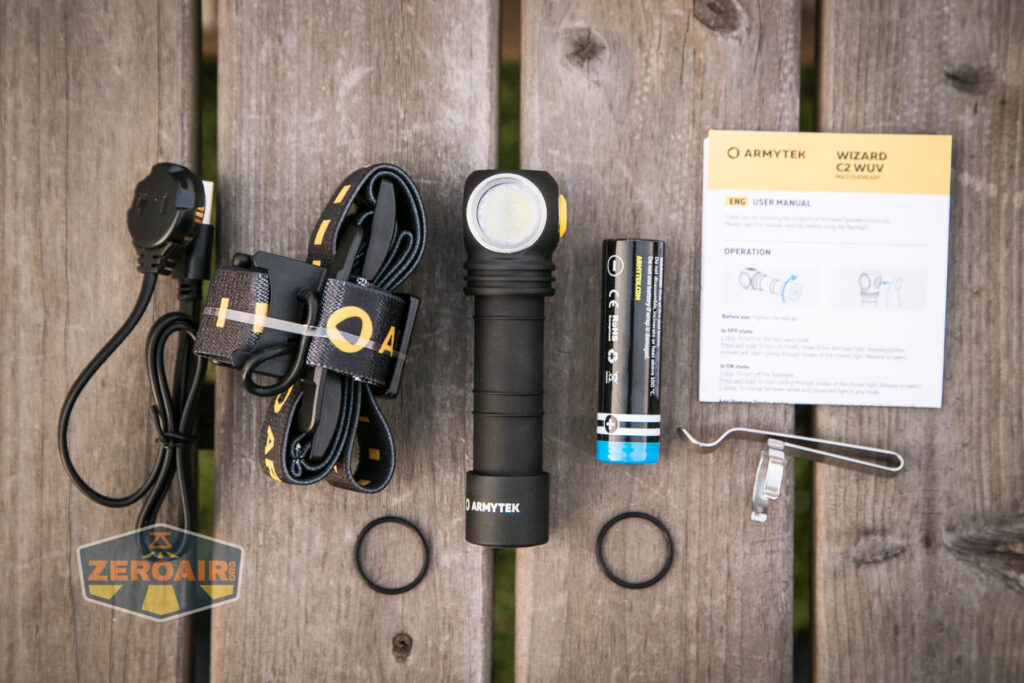 Armytek Wizard C2 WUV Headlamp what's included