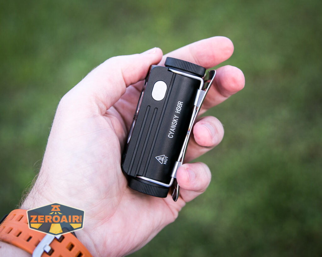 Cyansky HS6R headlamp in hand