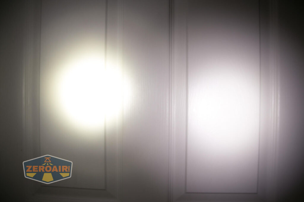 Cyans7ky HS6R headlamp beamshots door compared to nichia 219b