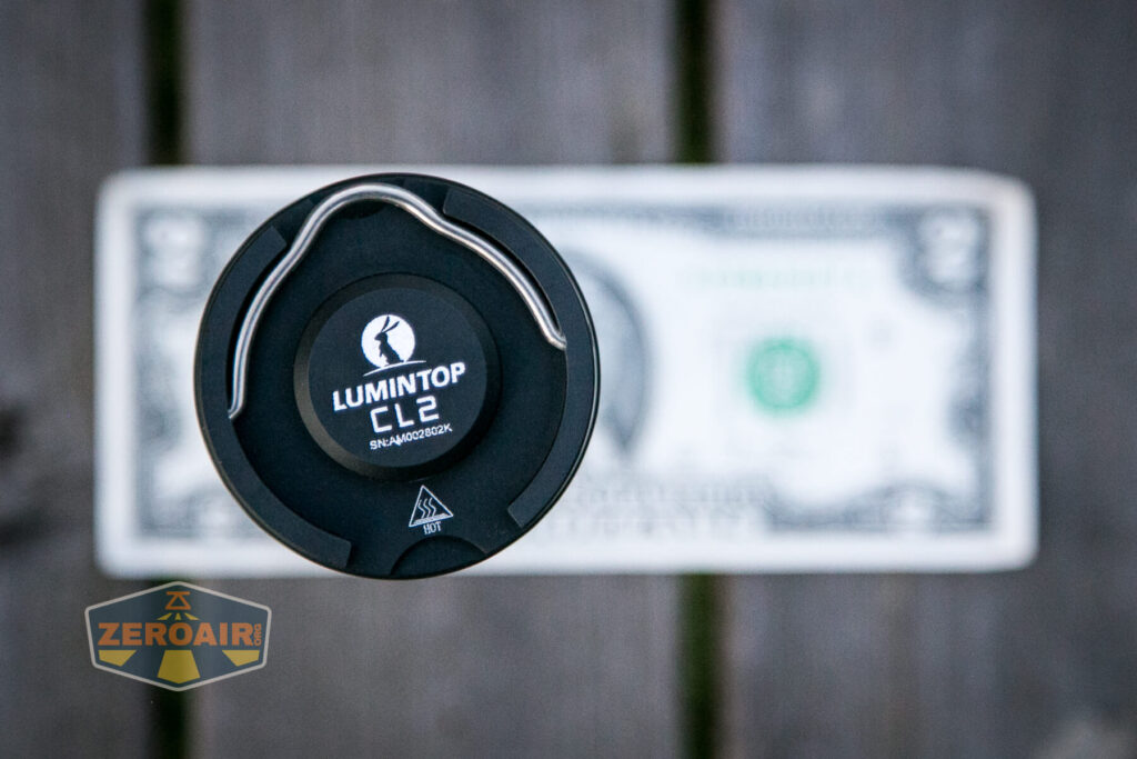 Lumintop CL2 Lantern on two-dollar bill