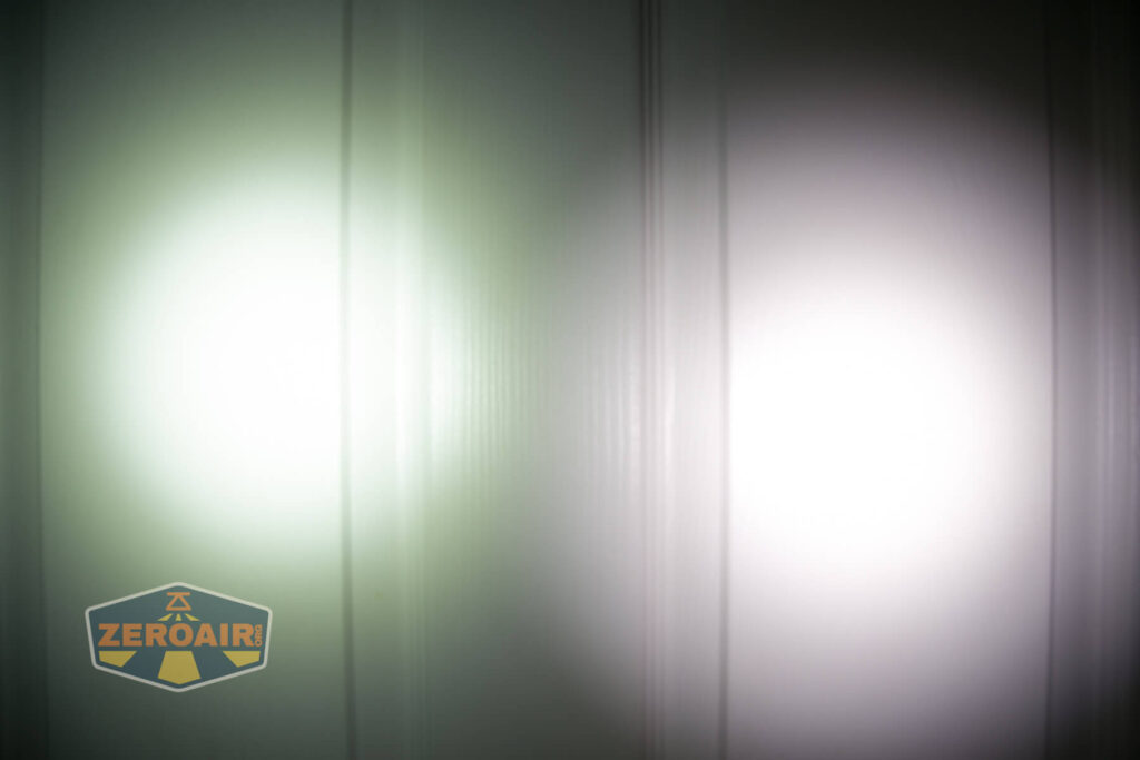 beamshots on door compared to nichia 219b